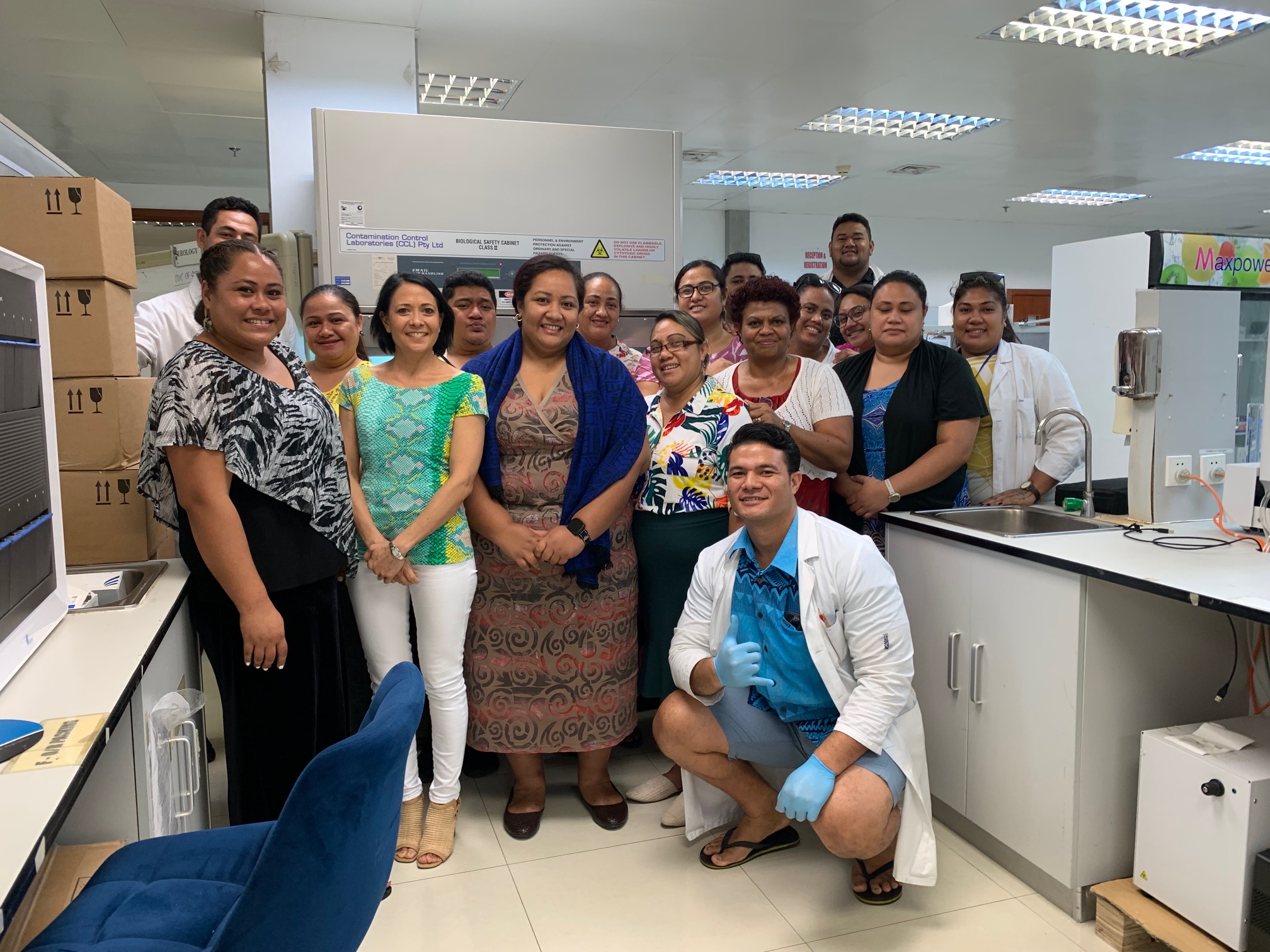 La dynamique équipe du laboratoire d’analyses de l’hôpital d’Apia avec qui l’ILM est en contact depuis plus de 10 ans !